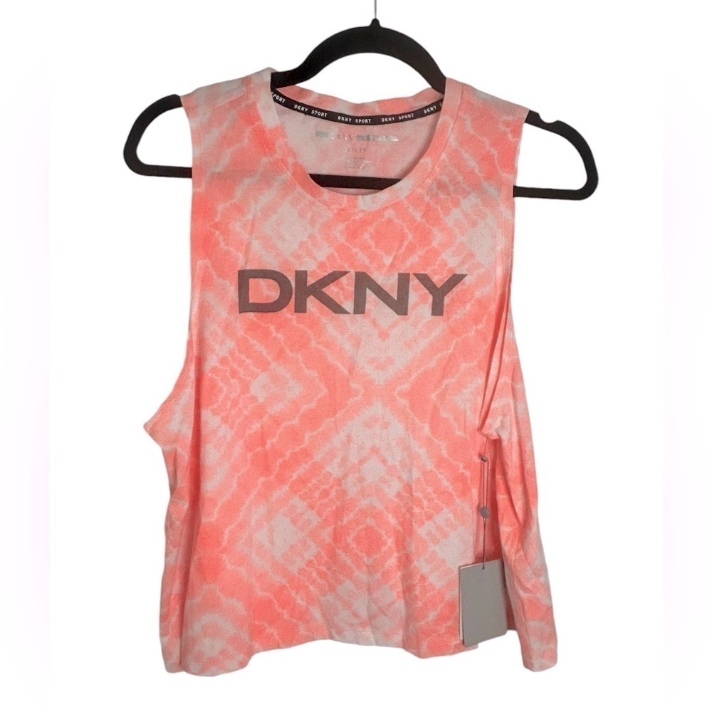DKNY Orange Tie-Dye 100% Cotton Muscle T-shirt Tank Top Women’s Sz Large NWT